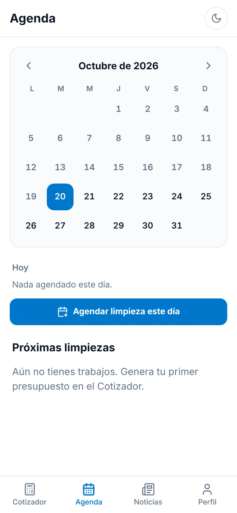 Agenda con calendario mensual