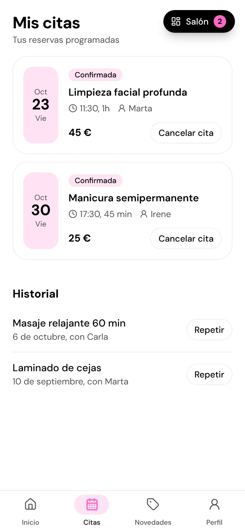 Mis citas e historial
