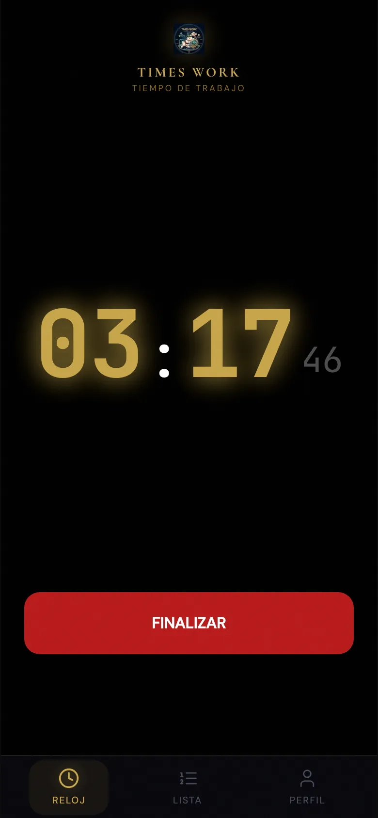 Reloj con la jornada en marcha