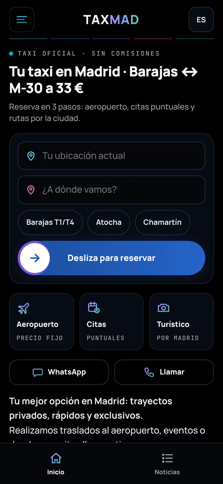 Portada: reserva en tres pasos y precio cerrado al aeropuerto